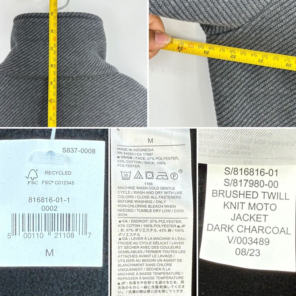 Banana Republic Dark Charcoal Size M Brushed Twill Knit Moto Jacket Coat Cropped - Picture 9 of 16